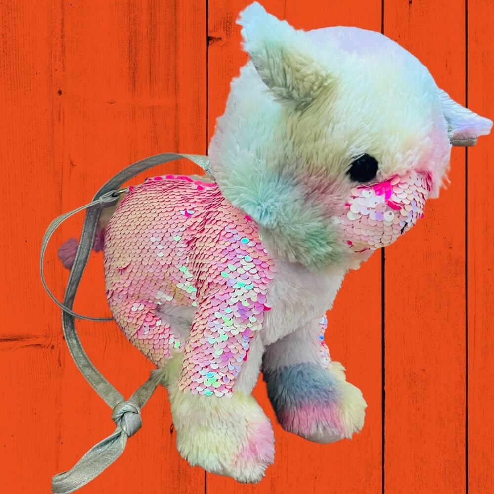 Mermaid Tie Dye Sequin Llama Purse Plush Furry Shoulder Purse Fairy Core Kidcore